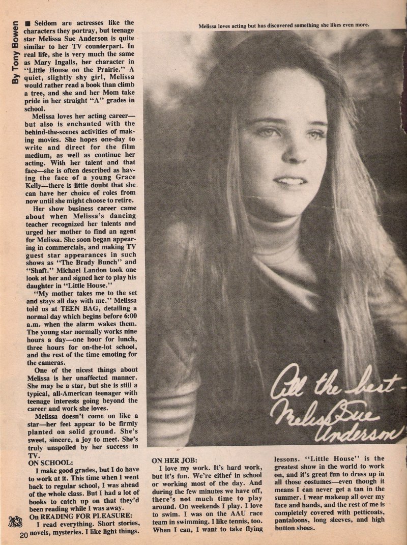 All About Melissa Sue Anderson, page 2, picture with signature